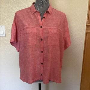 Madewell Portside Linen Blend Enamel Red Shirt WORN ONCE!